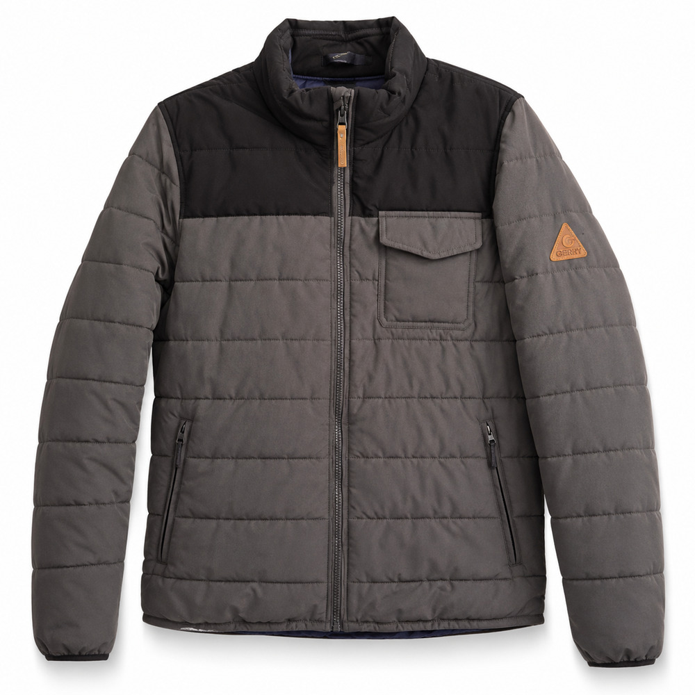 Gerry Mens Large Quilted Insulated Jacket Gray Black Outdoor Workwear Coat